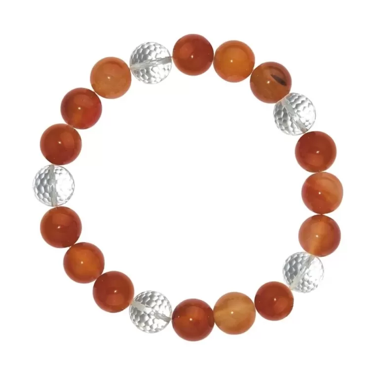 Bracelet boules de cornaline et boules de cristal de roche facettées dans votre boutique Spitzzen à Tarascon, Tarascon, SPITZZEN